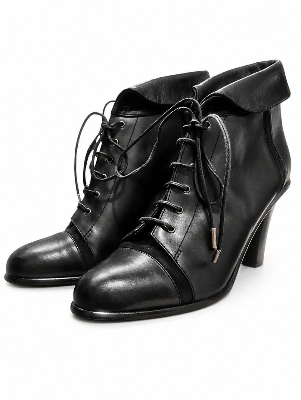 JIL SANDER | Black Leather Lace-Up Ankle Boots EU 36.5 / US 6.5